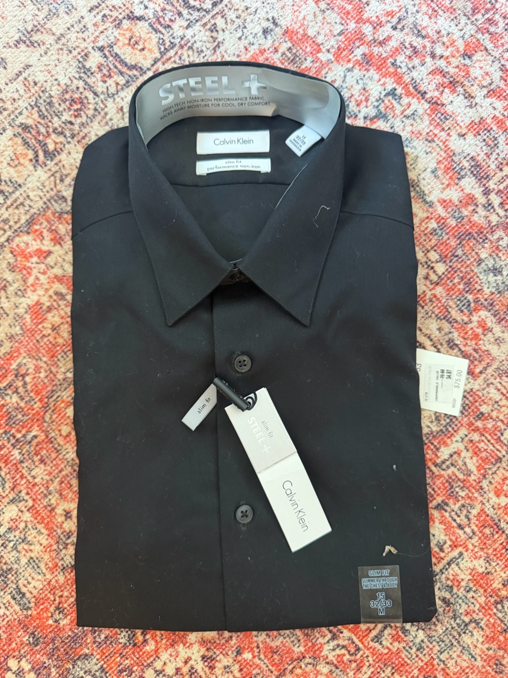 Calvin Klein Men’s Black Slim Fit Dress Shirt